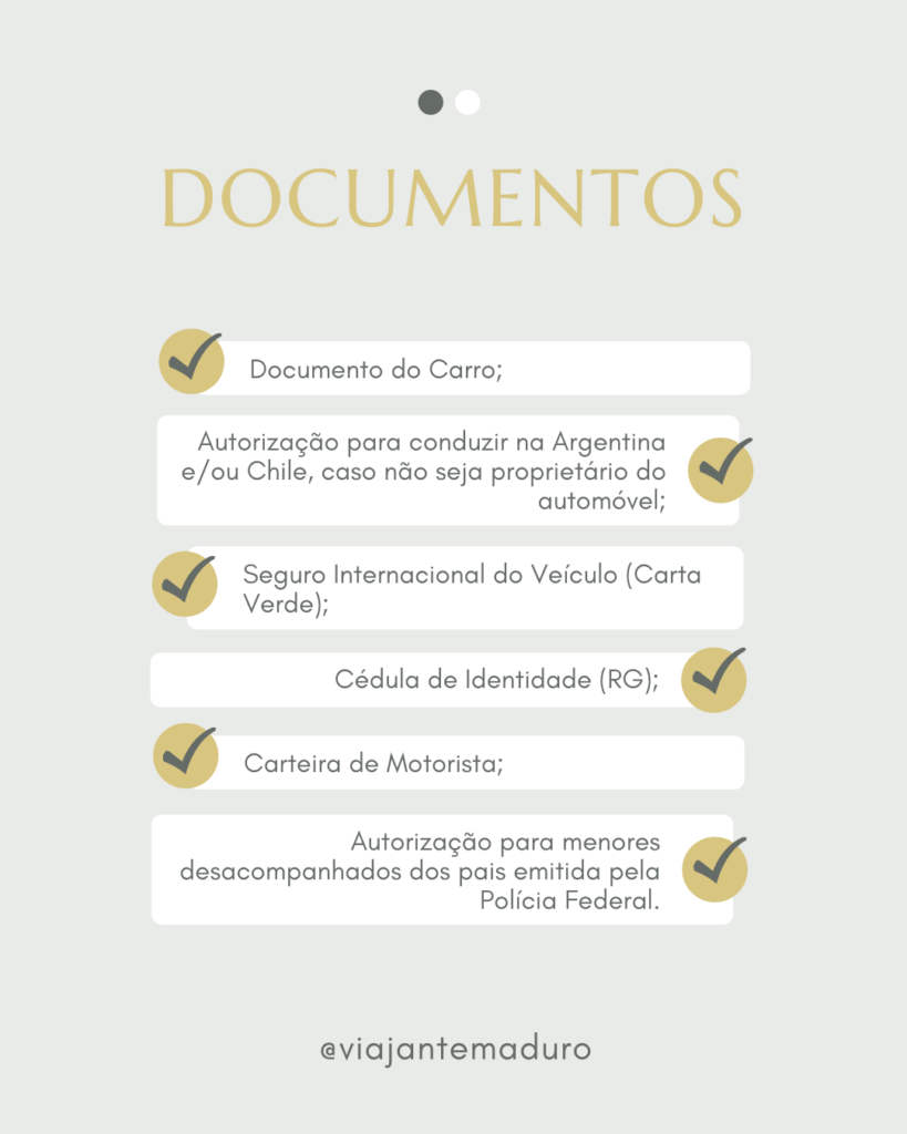 CHECKLIST: Documentos e Equipamentos para Viajar de Carro pela Argentina –  Viajante Maduro